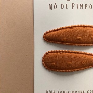 Conjunto de Presilha Tic Tac de Tecido  - Terracota