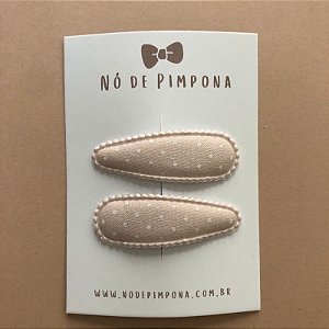 Conjunto de Presilha Tic Tac de Tecido - Poá Nude