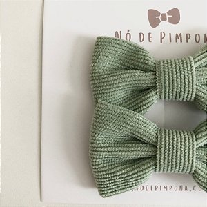 Dupla Laço de Tecido Veludo Cotelê Verde