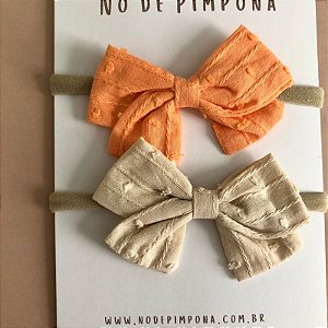 Kit Faixa de Tecido Bebê Algodão-  Laranja e Nude