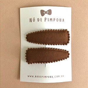 Conjunto de Presilha Tic Tac de Tecido - Marrom Liso