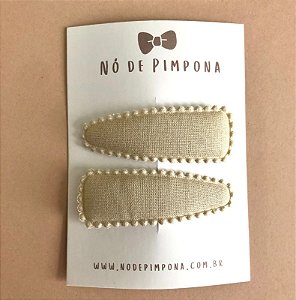 Conjunto de Presilha Tic Tac de Tecido - Nude