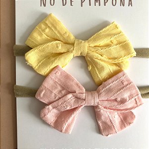 Kit Faixa de Tecido Bebê Algodão-  Rosa e Amarelo