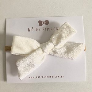 Faixa de Tecido Veludo para Bebê- Branco