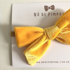 Faixa de Tecido Veludo para Bebê- Amarelo