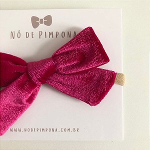 Faixa de Tecido Veludo para Bebê- Pink