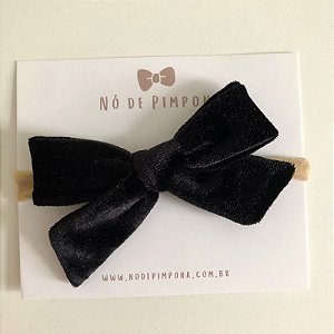 Faixa de Tecido Veludo para Bebê- Preto