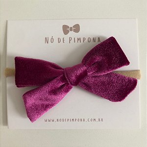 Faixa de Tecido Veludo para Bebê- Magenta