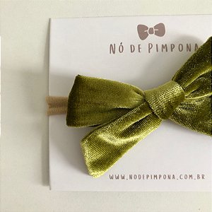 Faixa de Tecido Veludo para Bebê- Verde Oliva