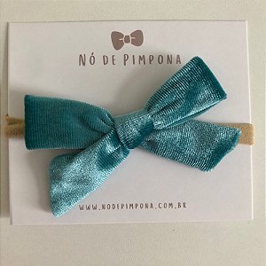 Faixa de Tecido Veludo para Bebê- Azul Piscina