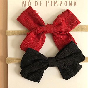 Kit Faixa de Tecido Bebê Algodão-  Vermelho e Preto