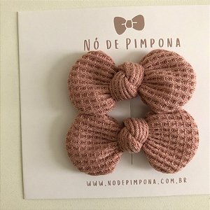 Dupla de Laço de Tecido Algodão- Rose