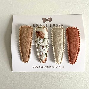 Kit de Presilhas Tic Tac de Tecido  - Tom Nude