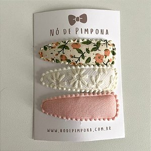 Kit de Presilhas Tic Tac de Tecido - Floral Delicado