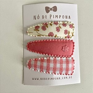 Kit de Presilhas Tic Tac de Tecido - Floral Rose