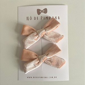 Dupla de Laços de Veludo - Baunilha