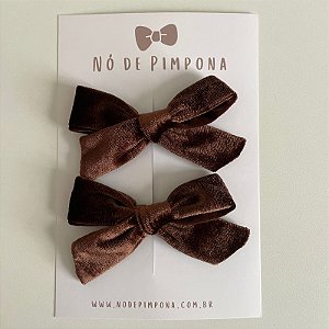 Dupla de Laços de Veludo - Marrom