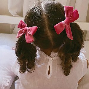 Dupla de Laços de Veludo - Goiaba