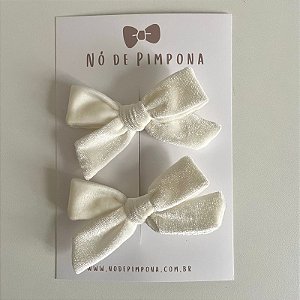 Dupla de Laços de Veludo - Branco