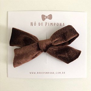 Laço de Tecido Veludo - Marrom