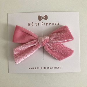 Laço de Tecido Veludo - Rosa