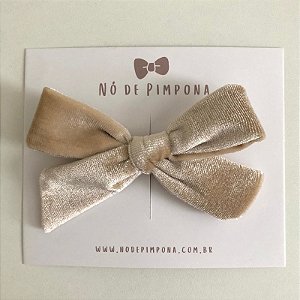 Laço de Tecido Veludo - Nude