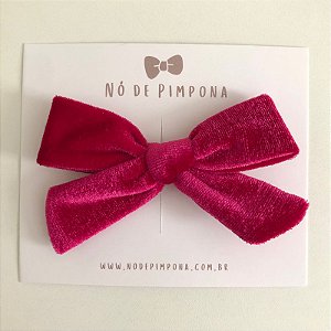 Laço de Tecido Veludo - Pink