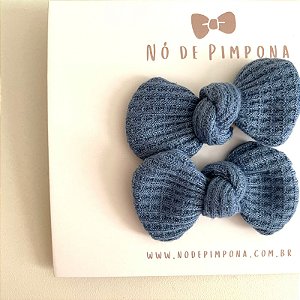 Dupla de Laços de Tecido Algodão- Azul
