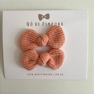 Dupla de Laços de Tecido Algodão- Salmão