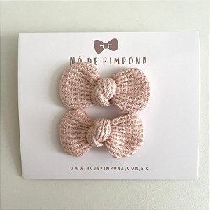 Dupla de Laços de Tecido Algodão- Rosa Bebê