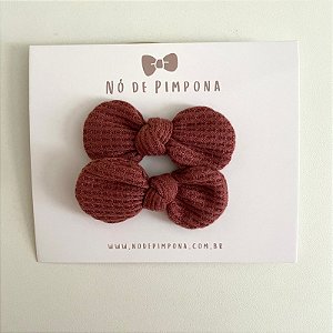 Dupla de Laços de Tecido Algodão - Marrom