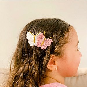 Clips de Borboleta de Crochê - Rose