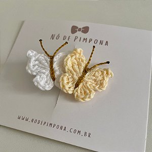 Clips de Borboleta de Crochê - Amarelo Bebê