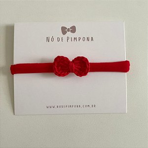 Faixa de Bebê Laço Crochê - Vermelho