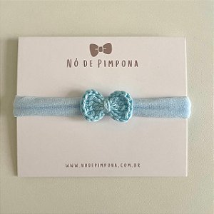 Faixa de Bebê Laço Crochê - Azul Bebê