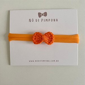 Faixa de Bebê Laço Crochê - Laranja