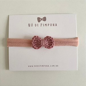 Faixa de Bebê Laço Crochê - Rose