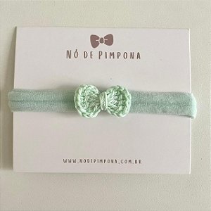 Faixa de Bebê Laço Crochê - Verde Bebê