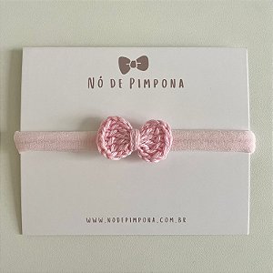 Faixa de Bebê Laço Crochê - Rosa Bebê