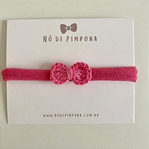 Faixa de Bebê Laço Crochê - Rosa Pink