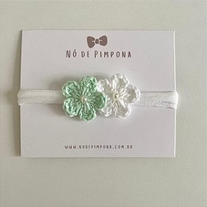 Faixa de Bebê Flor Crochê - Verde Bebê