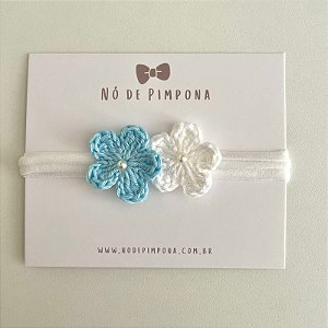 Faixa de Bebê Flor Crochê - Azul Bebê