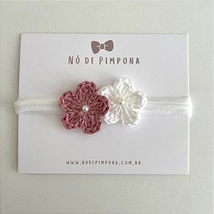 Faixa de Bebê Flor Crochê - Rose
