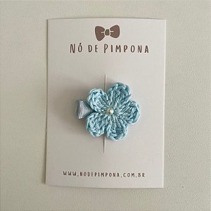 Clips de Flor de Crochê - Azul
