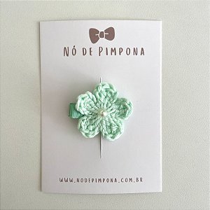 Clips de Flor de Crochê - Verde