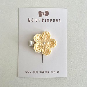 Clips de Flor de Crochê - Amarelo