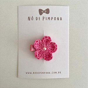 Clips de Flor de Crochê - Rosa Pink