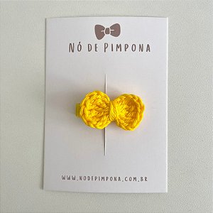 Clips de Laço de Crochê - Amarelo Canário
