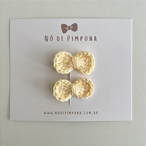 Dupla Clips de Laço de Crochê - Amarelo Bebê