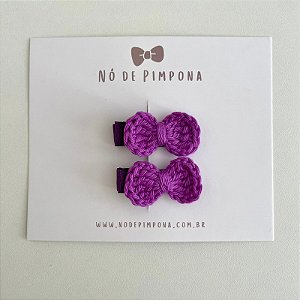 Dupla Clips de Laço de Crochê - Roxo